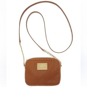 Cute used MICHAEL KORS Jet Set Acorn Brown Leather small Crossbody